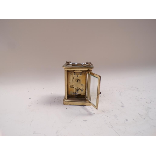 1432 - BRASS CARRIAGE CLOCK, 12CM H