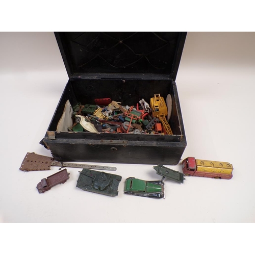 1295 - BLACK LEATHER ATTACHE CASE CONTAINING DINKY AND OTHER VEHICLES