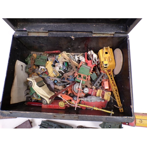 1295 - BLACK LEATHER ATTACHE CASE CONTAINING DINKY AND OTHER VEHICLES