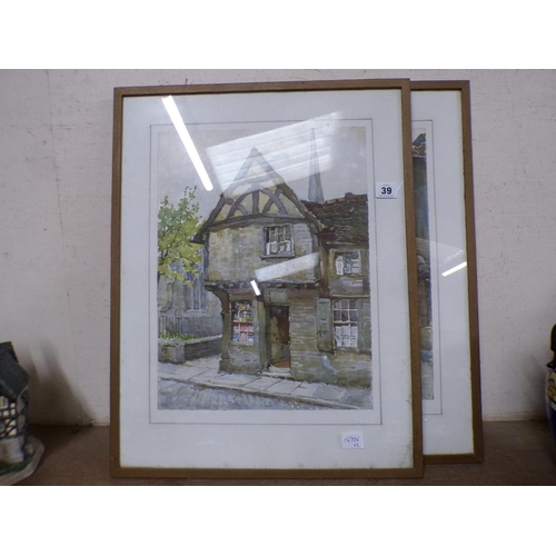 39 - TWO FRAMED WATERCOLOURS - STREET SCENES