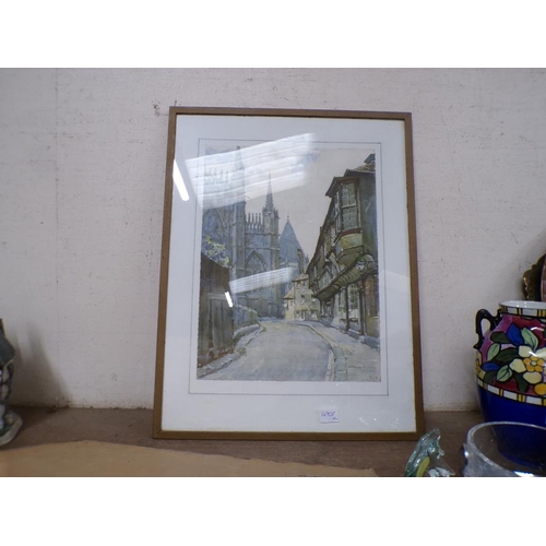 39 - TWO FRAMED WATERCOLOURS - STREET SCENES