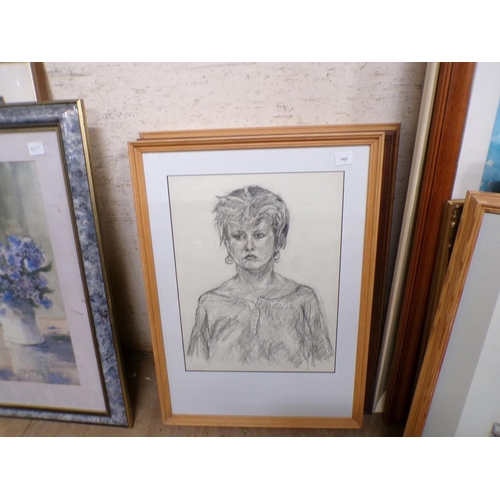 165 - QTY OF FRAMED PENCILS, PORTRAITS