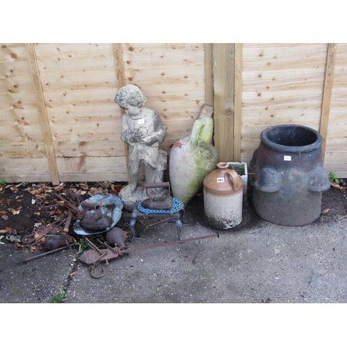 993 - TERRACOTTA URNS, GARDEN FIGURES, FLAT IRONS ETC