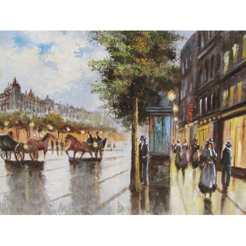 1213 - PALSLEY - LATE 19C CITY STREET SCENE, SIGNED OIL ON CANVAS, FRAMED, 45CM X 68CM