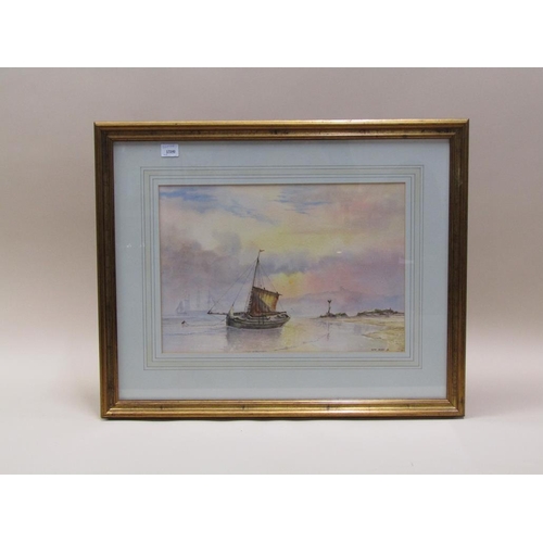 1215 - CLIVE PRYKE - PAIR, SAILING VESSELS AND BEACHED FISHING BOAT, SIGNED WATERCOLOURS, F/G, EACH 32CM X ... 