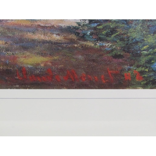 1222 - CLAUDE MONET - THE GARDEN AVENUE, COLOURED PRINT, F/G, 37CM X 38CM