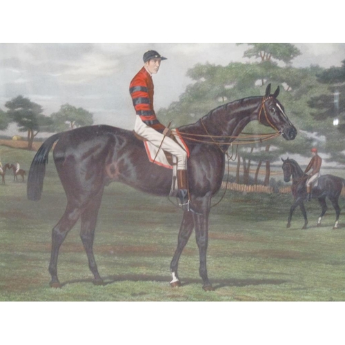 1228 - HARRY HALL - IROQUOIS WINNER OF THE DERBY AND OTHER RACES 1881, COLOURED PRINT, F/G, 60CM X 76CM