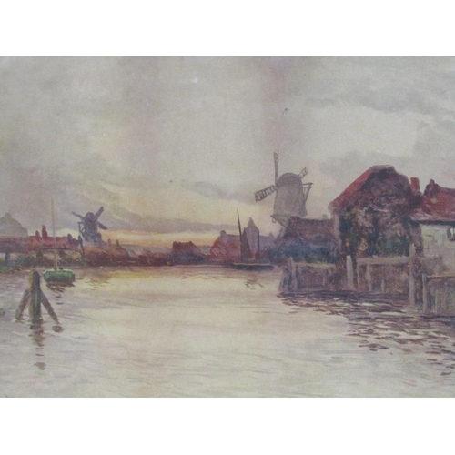 1234 - J VAN WIKER - DUTCH CANAL SCENES, SIGNED WATERCOLOURS, F/G, EACH 29CM X 42CM