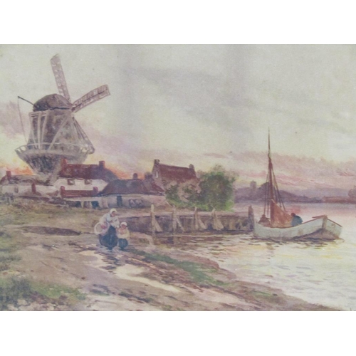 1234 - J VAN WIKER - DUTCH CANAL SCENES, SIGNED WATERCOLOURS, F/G, EACH 29CM X 42CM