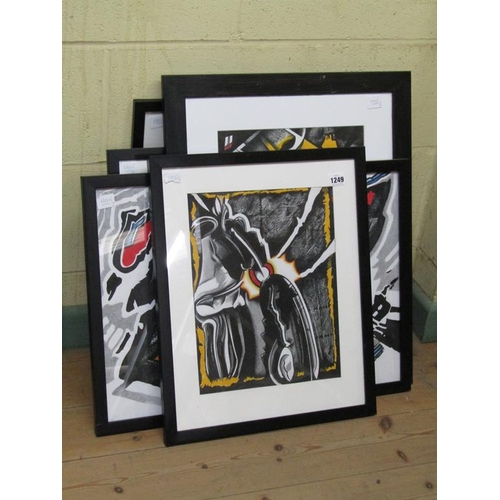 1249 - BILL JAMES - COLLECTION OF ABSTRACT PICTURES, F/G, COLOURED CRAYON, PENCIL