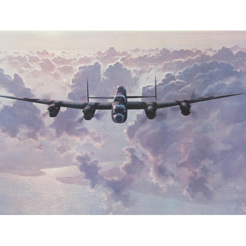 1259 - COULSON - OELOGRAPH, LANCASTER BOMBER OVER THE COAST, 50CM X 75CM