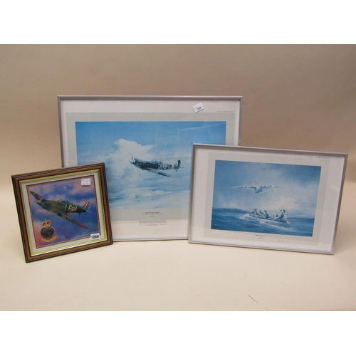 1269 - COMMEMORATIVE AIRCRAFT WW2 FRAMED COLOURED PRINT- HURRICANEWITH A COMMEMORATIVE ONE CROWN COIN F/G 2... 