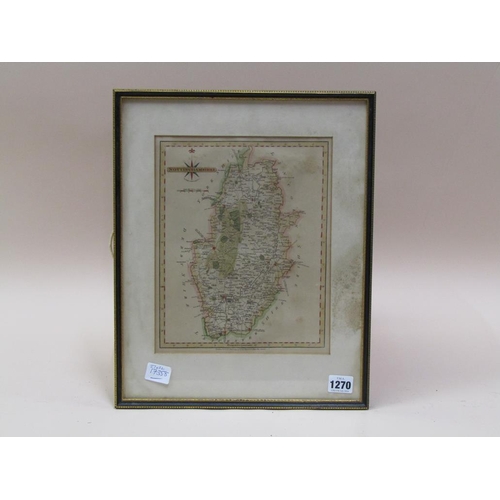 1270 - FRAMED J. CAREY ANTIQUE MAP OF NOTTINGHAMSHIRE, 27CM X 22CM