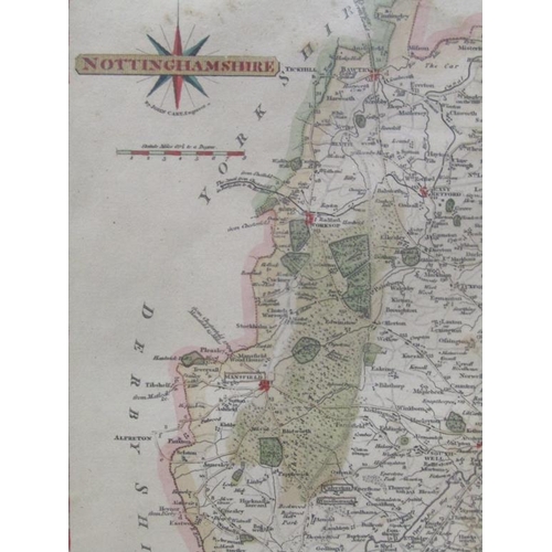 1270 - FRAMED J. CAREY ANTIQUE MAP OF NOTTINGHAMSHIRE, 27CM X 22CM