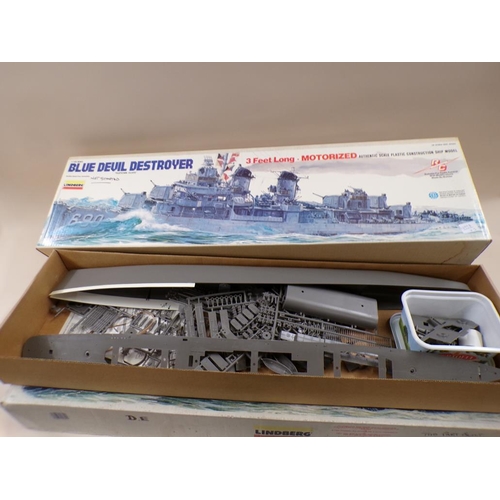 1307 - FIVE BLUE DEVIL DESTROYER MODEL KITS - POSSIBLY INCOMPLETE