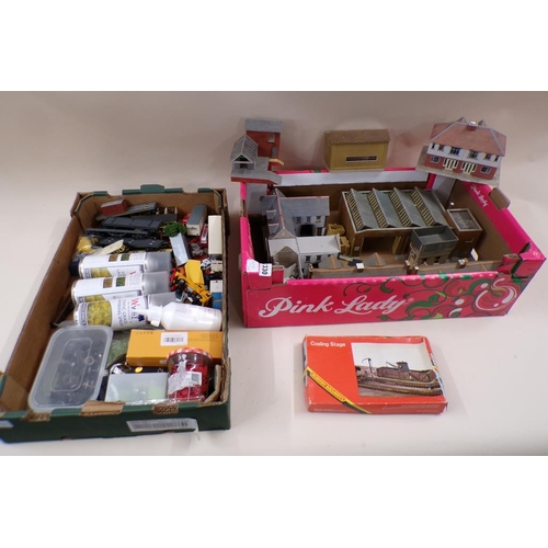 1330 - COLLECTION OF TOY VEHICLES, MODEL RAILWAY AND BUILDINGS - TWO BOXES