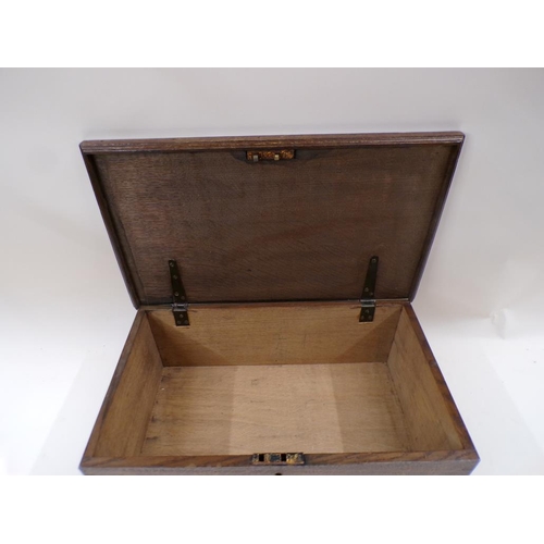 1335 - OAK BOX WITH HINGED COVER 52cms W