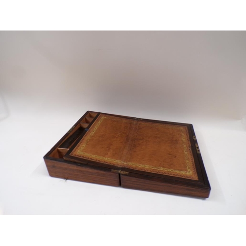 1364 - VICTORIAN ROSEWOOD WRITING BOX WITH FITTED INTERIOR AND DECORATED WITH MOTHER OF PEARL PANELS - 35cm... 