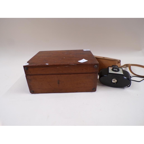 1365 - UNIPIVOT GALVANOMETER IN MAHOGANY CASE TOGETHER WITH KODAK BROWNIE 127 CAMERA IN CASE