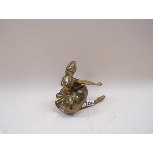 1373 - BRASS FIGURE OF A BALLERINA, 20CM H