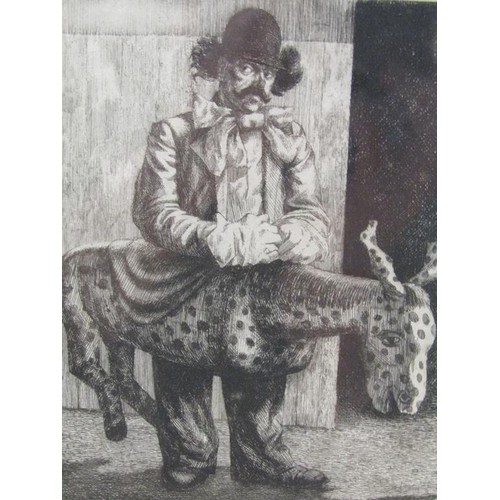 1229A - JOHN V ROBERTS - RIDE A COCK HORSE, B&W ETCHING, SIGNED IN PENCIL, F/G, 16CM X 14CM