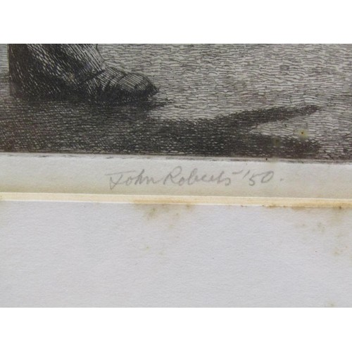 1229A - JOHN V ROBERTS - RIDE A COCK HORSE, B&W ETCHING, SIGNED IN PENCIL, F/G, 16CM X 14CM