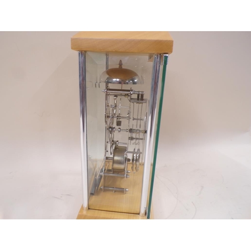 1426 - MODERN CASED SKELETON CLOCK, 33CM H