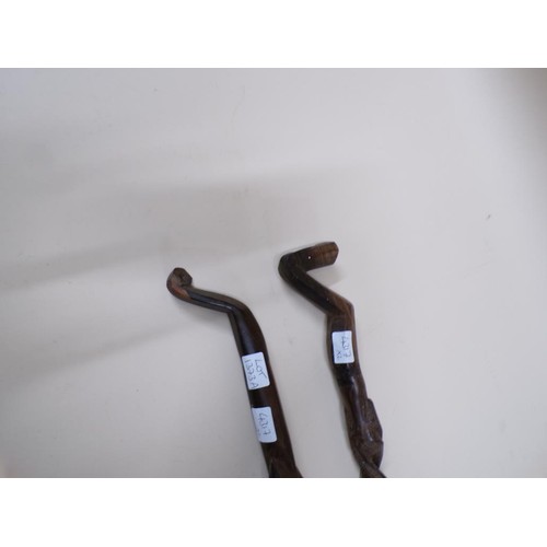 1373A - PAIR OF AFRICAN TWISTED WALKING STICKS - LARGEST 87CM L