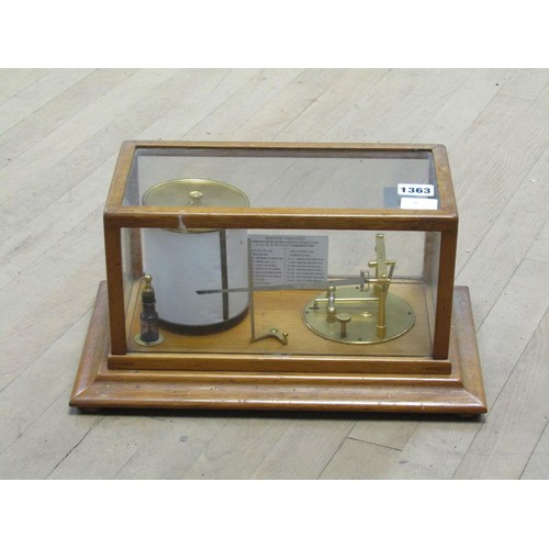 1363 - BAROGRAPH (37cms W) TOGETHER WITH BOX OF CHARTS