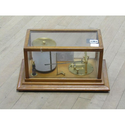 1363 - BAROGRAPH (37cms W) TOGETHER WITH BOX OF CHARTS