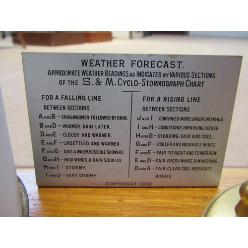 1363 - BAROGRAPH (37cms W) TOGETHER WITH BOX OF CHARTS