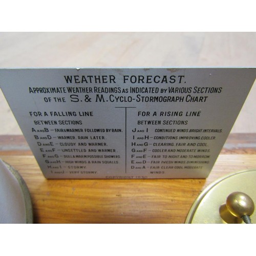 1363 - BAROGRAPH (37cms W) TOGETHER WITH BOX OF CHARTS