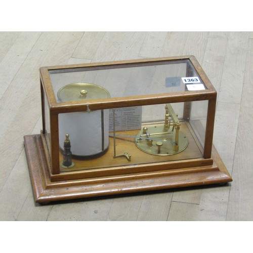 1363 - BAROGRAPH (37cms W) TOGETHER WITH BOX OF CHARTS