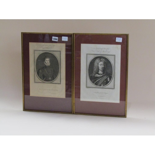 1268 - TWO 18C F/G BLACK ON WHITE PORTRAITS - JOHN DUKE OF MARLBOROUGH & HENRY LORD DARNLY KING OF SCOTLAND