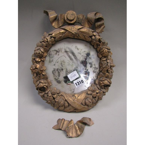 1310 - LATE 19C GILT PAINTED WALL MIRROR, 25CM W