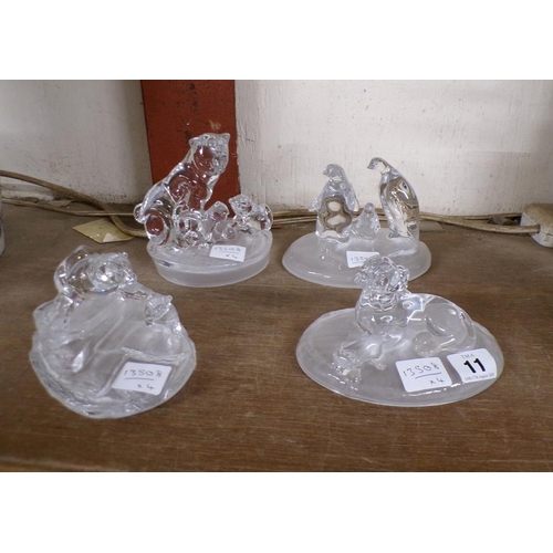 11 - COLLECTION OF FOUR CRYSTAL ORNAMENTS - ANIMALS