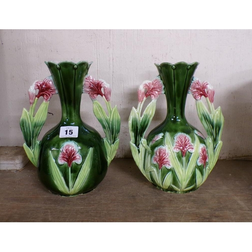 15 - PAIR OF ART NOUVEAU CERAMIC VASES