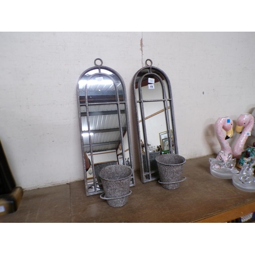 19 - PAIR OF GARDEN POT MIRRORS