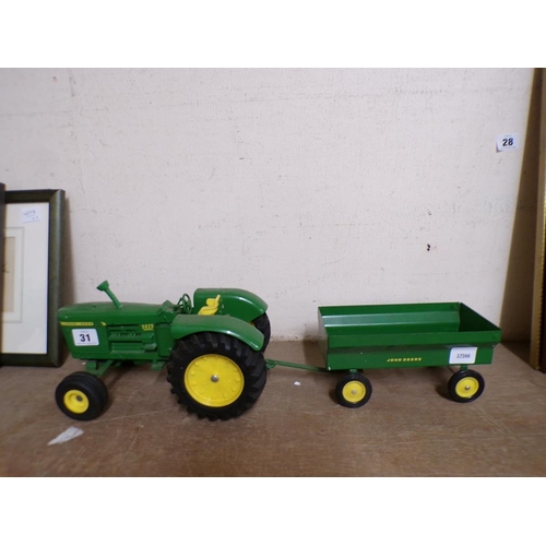 31 - MODEL OF JOHN DEERE TRACTOR WITH TRAILER