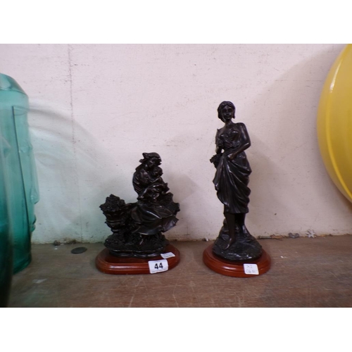 44 - TWO BRONZED FIGURES- VICTORIAN STYLE