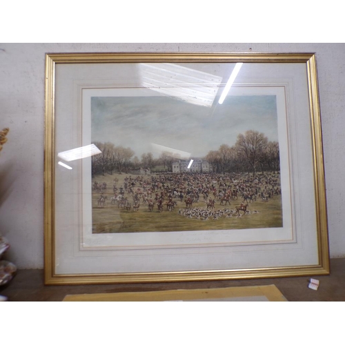 48 - HUNTING PRINT; WATERCOLOUR BY NORMAN SCOTT