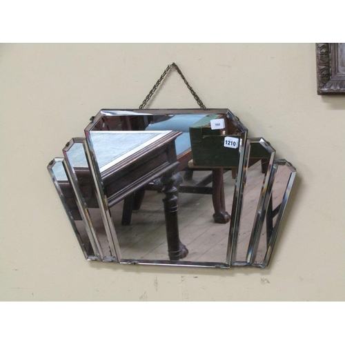 1210 - ART DECO PERIOD BEVEL EDGE MIRROR, 38CM X 66CM