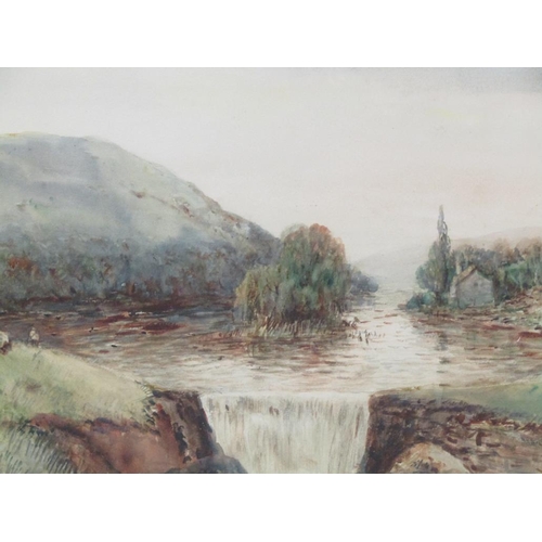 1217 - UNSIGNED - IN THE VALE LLANGOLLEN, WATERCOLOUR, F/G, 30CM X 54CM