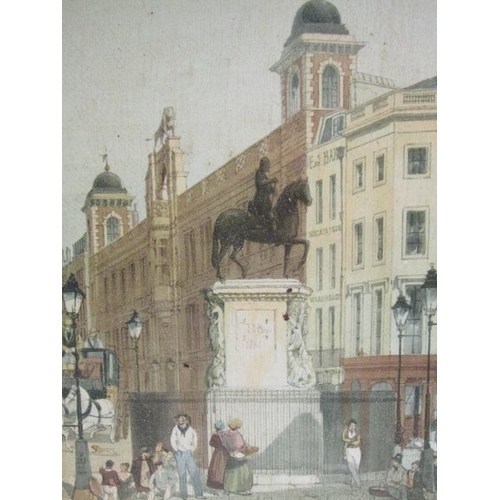 1219 - UNSIGNED LATE 19C - PAIR, CONTINENTAL STREET SCENE WITH FIGURES NEAR STATUE & LADIES BY A RIVER, OIL... 