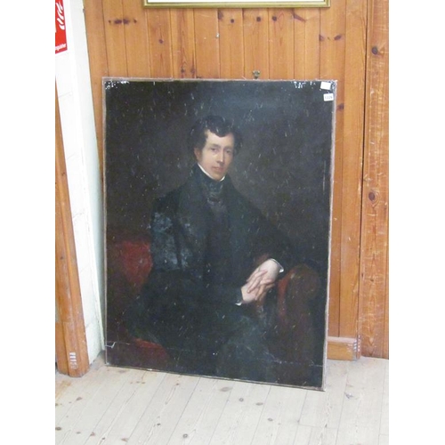 1226 - UNSIGNED 19C - PORTRAIT OF A GENTLEMAN, UNFRAMED, 112CM X 86CM