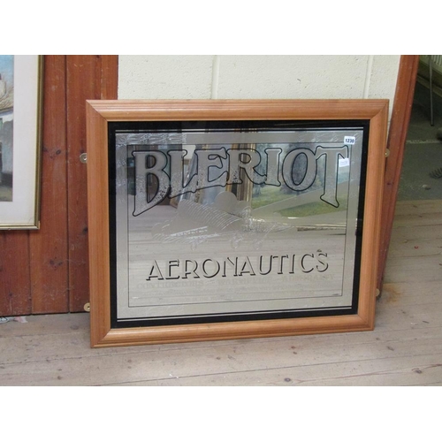 1230 - FRAMED ADVERTISING MIRROR - BLERIOT AERONAUTICS, FRAMED, 55CM X 75CM