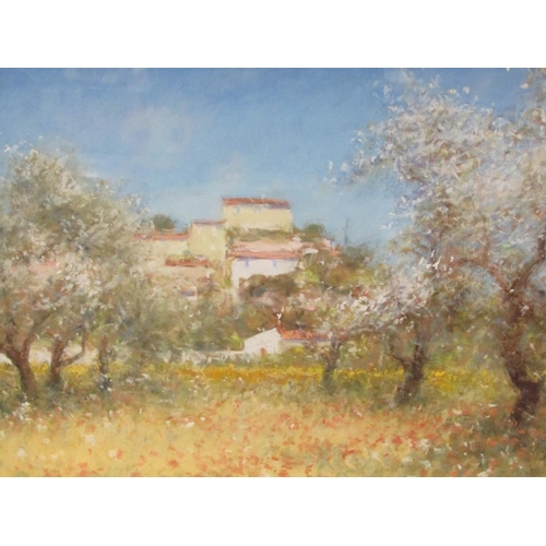 1233 - SIGNED INDISTINCTLY - CONTINENTAL SUMMER LANDSCAPE, SIGNED WATERCOLOUR, F/G, 40CM X 56CM