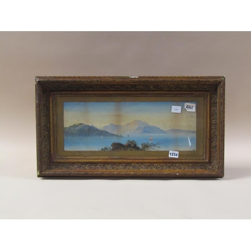 1234 - EARP - MEDITERRANEAN COASTAL SCENE, SIGNED WATERCOLOUR, F/G, 17CM X 44CM