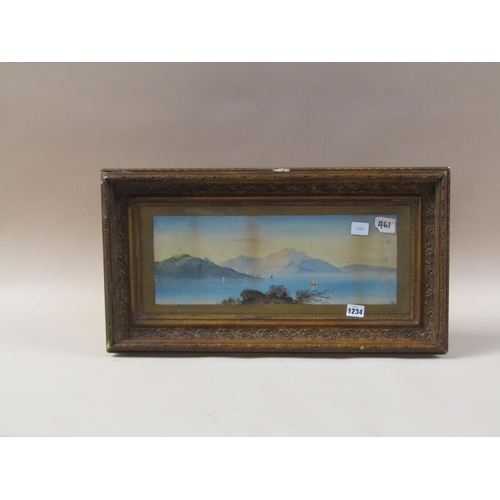 1234 - EARP - MEDITERRANEAN COASTAL SCENE, SIGNED WATERCOLOUR, F/G, 17CM X 44CM