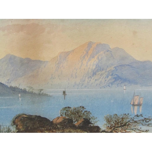 1234 - EARP - MEDITERRANEAN COASTAL SCENE, SIGNED WATERCOLOUR, F/G, 17CM X 44CM